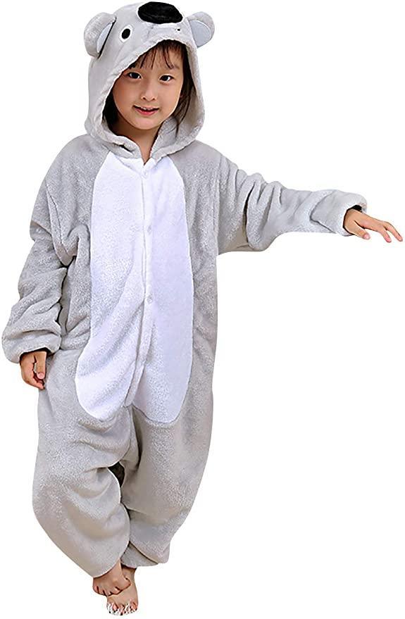 Grenouillère Polaire Enfant Avec Capuche – Pyjama One-piece Chaud, Capuche à Oreilles De Chat – Taille 3 à 12 Ans